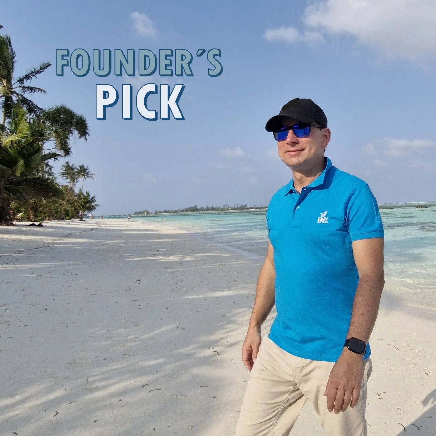 "GMY" Men´s Polo Shirt Perfect Aqua "The GMY Original", gesticktes Logo