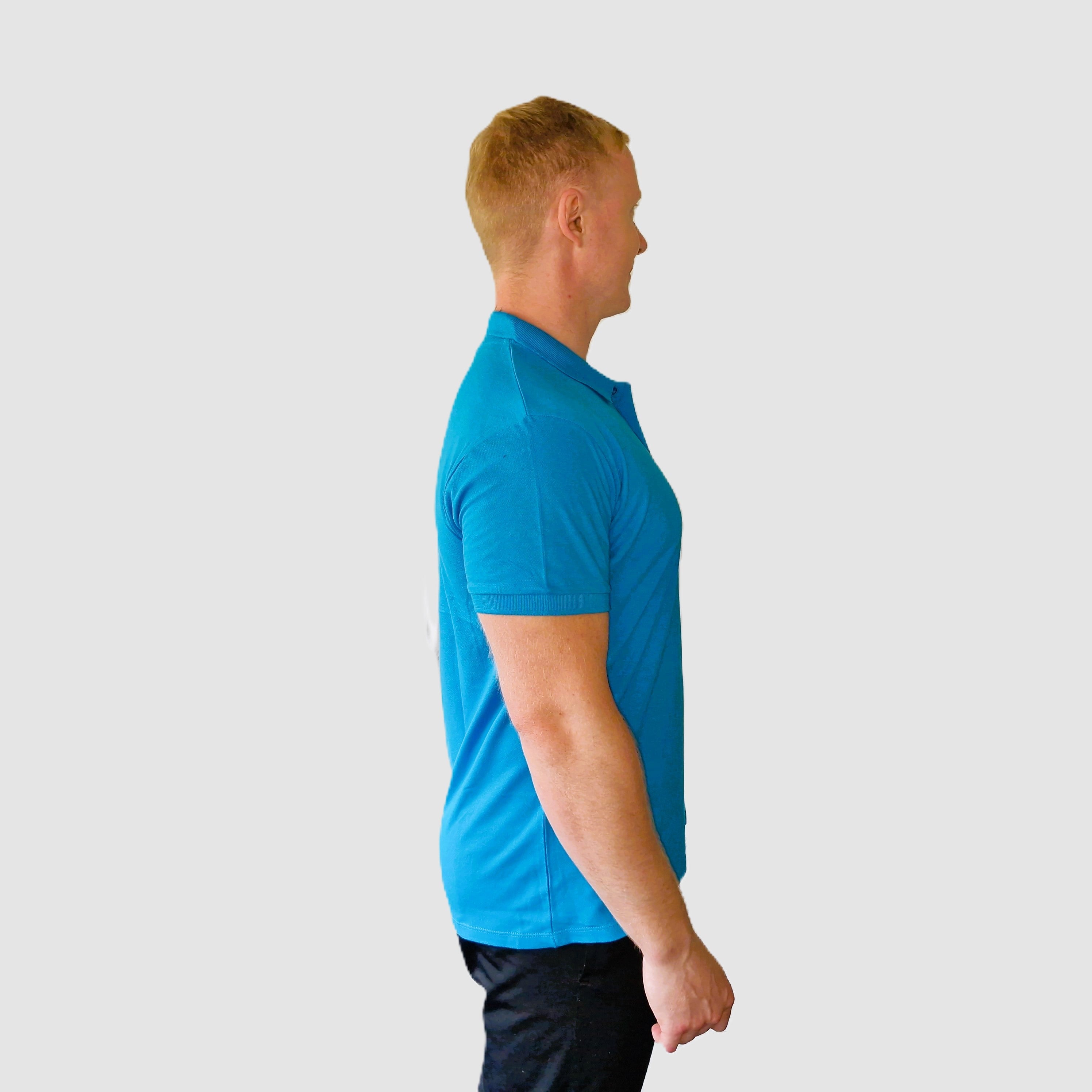"GMY" Men´s Polo Shirt Perfect Aqua "The GMY Original", gesticktes Logo