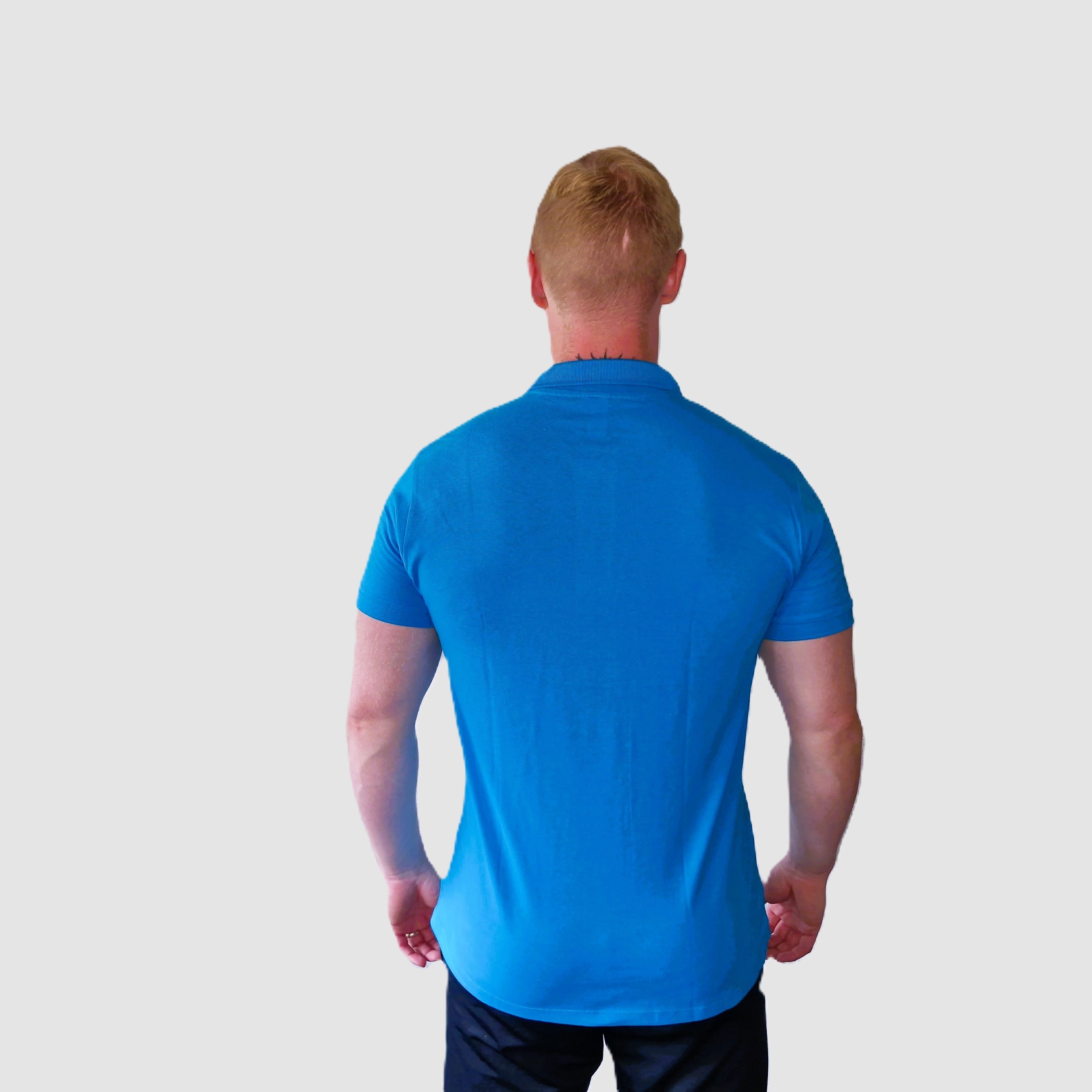 "GMY" Men´s Polo Shirt Perfect Aqua "The GMY Original", gesticktes Logo