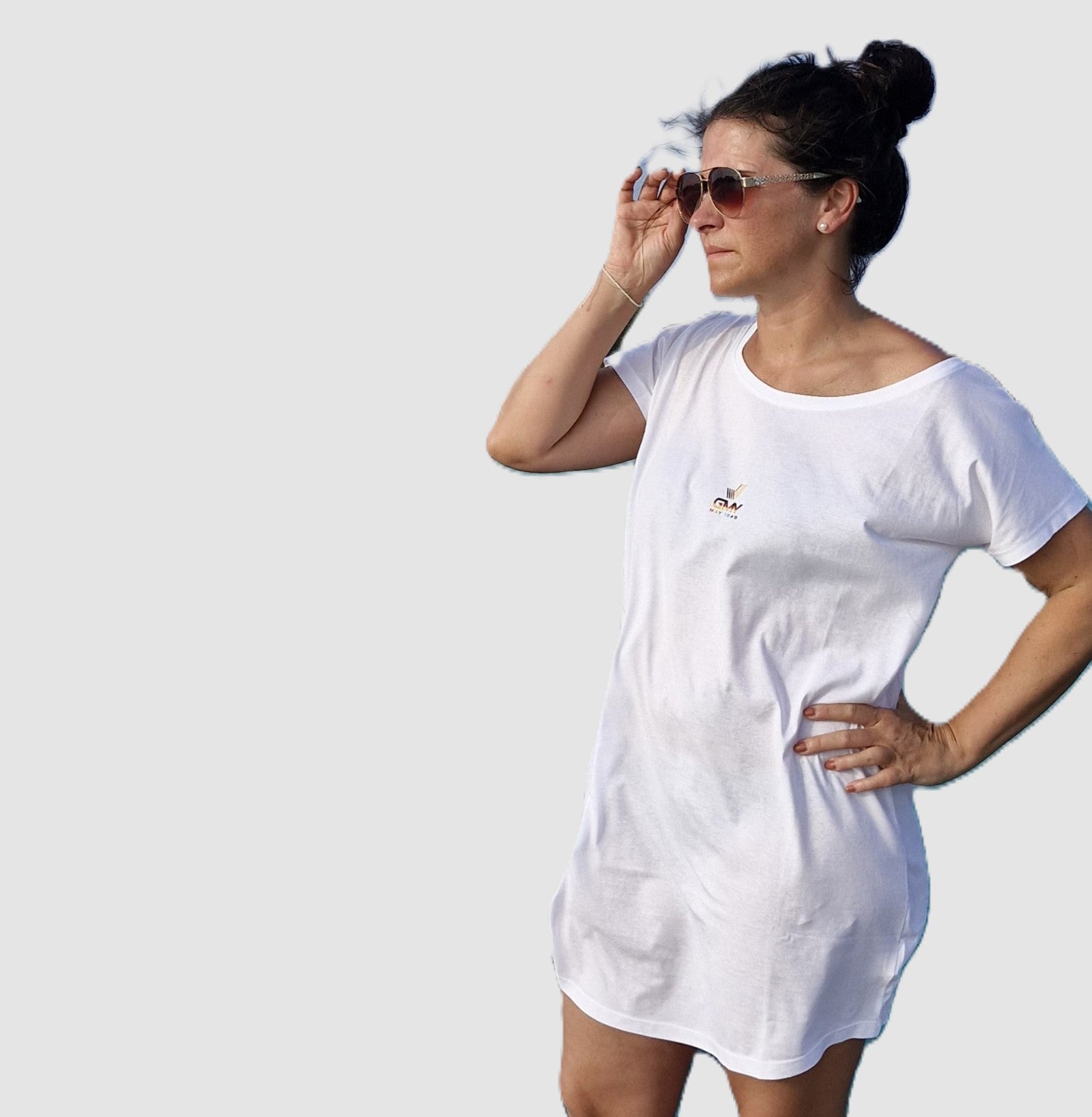 "GMY" Women´s Loose Fit T Dress, Weiß