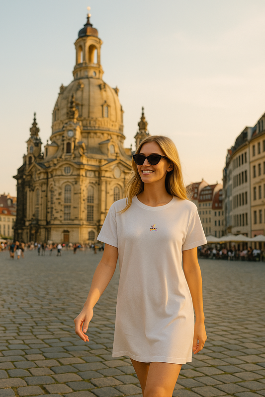 "GMY" Women´s Loose Fit T Dress, Weiß