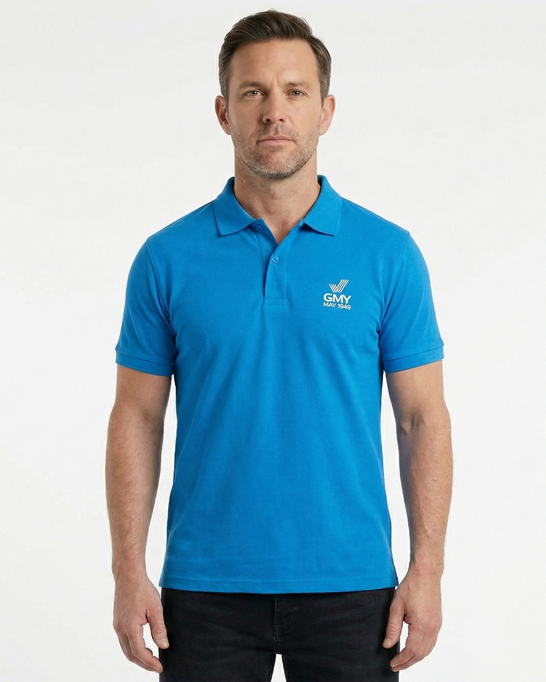 Men´s Polo Shirt Perfect Aqua "The GMY Original", gesticktes Logo GMY-Fashion